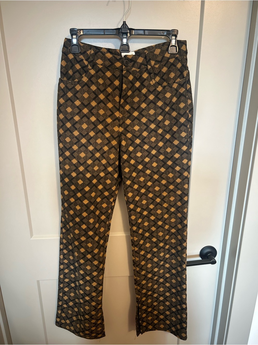 Dolls Kill Black and Tan Checkered Flare Pants